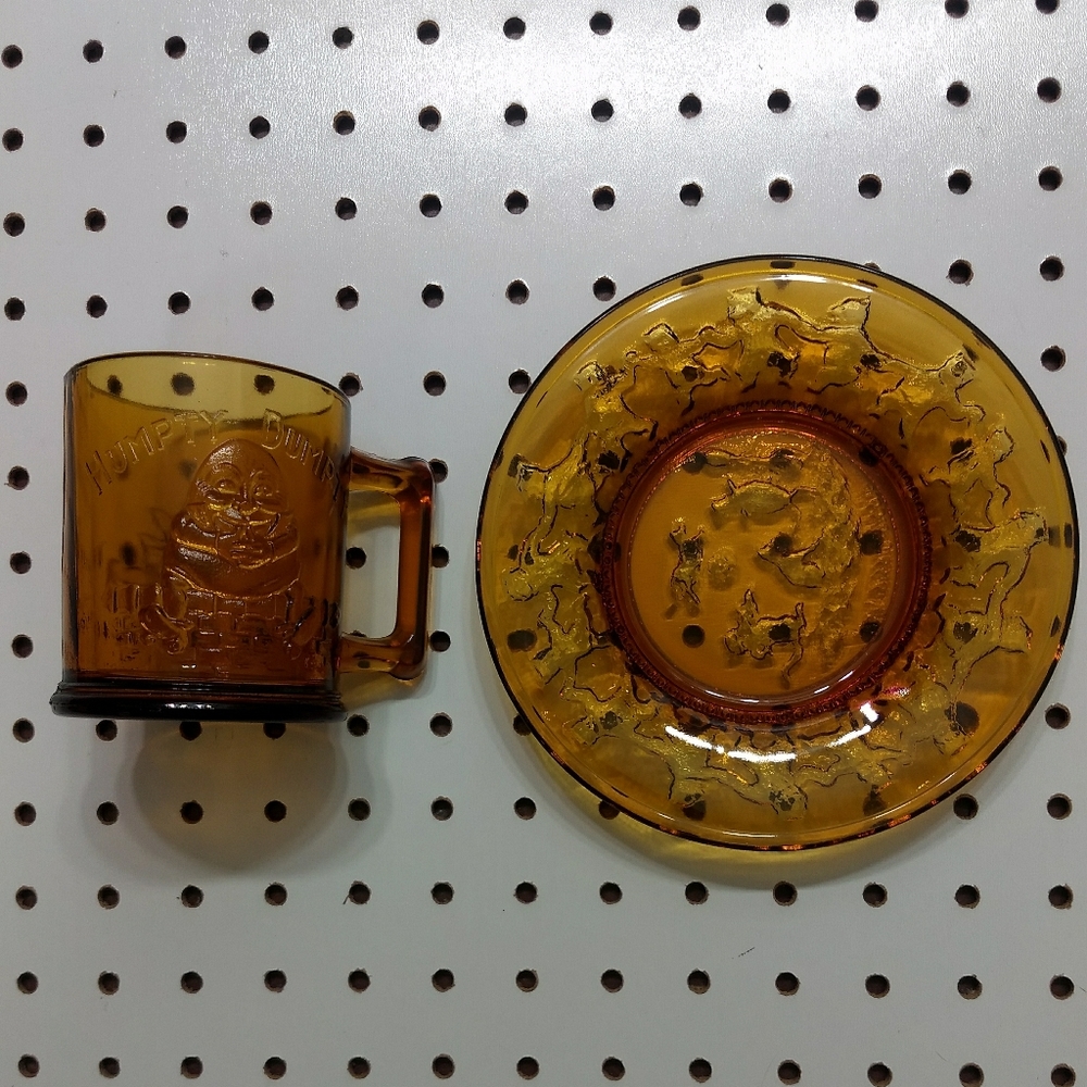 Vintage Nursery Rhyme Indiana Glass Cup and Saucer